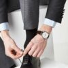 Αυτόματο μηχανικό ρολόι Presage με λευκό καντράν και καφέ λουράκι