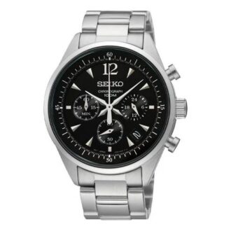 Ρολόι Business Casual Sports Quartz με μαύρο καντράν και ασημένιο λουράκι