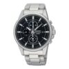 Ρολόι Quartz Business Casual Sports με μαύρο καντράν και ασημένιο λουράκι