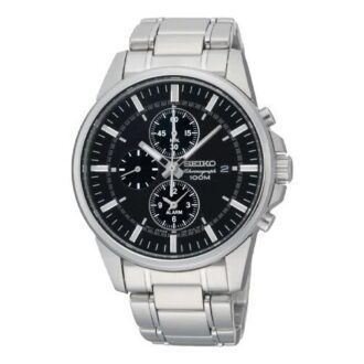 Ρολόι Quartz Business Casual Sports με μαύρο καντράν και ασημένιο λουράκι
